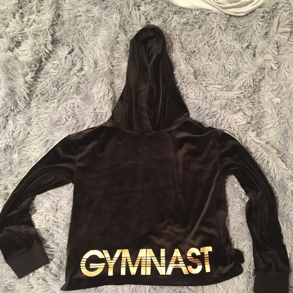 Black velvet crop top black and gold lettering